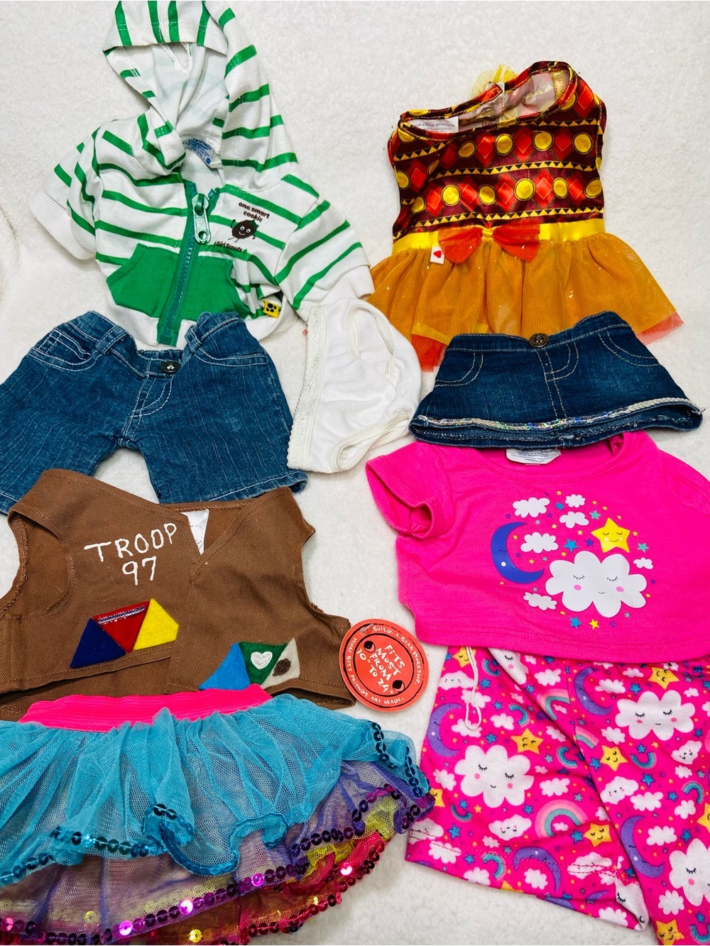 Build a Bear Pretty Play Clothes Lot Girl Scouts Jeans Tutu Nala Dress Pink PJs